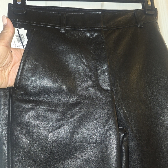 Aritzia Babaton New Command Mid Rise Pants Black Size:6 NEW Faux Leather - Picture 8 of 12